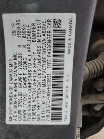 2019 HONDA CIVIC LX  