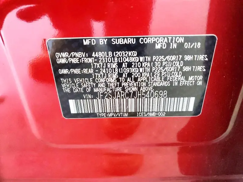 2018 SUBARU FORESTER 2.5I LIMITED  