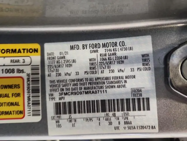 2021 FORD BRONCO SPORT BADLANDS  