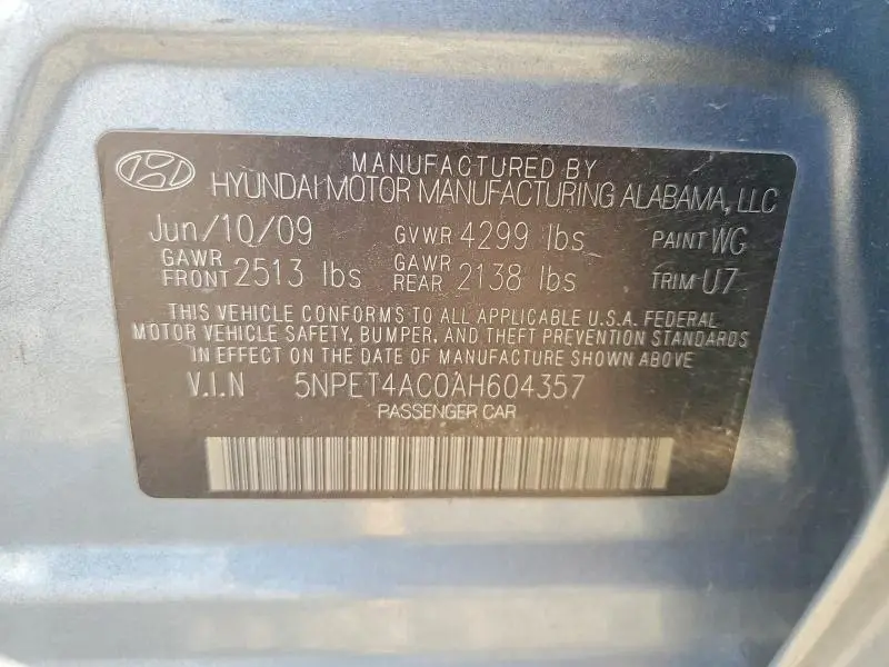 2010 HYUNDAI SONATA GLS  