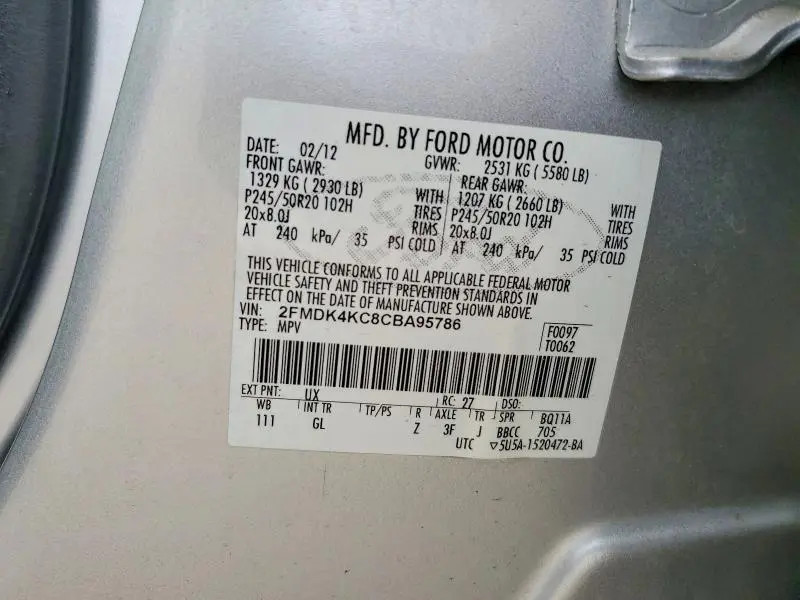 2012 FORD EDGE LIMITED  