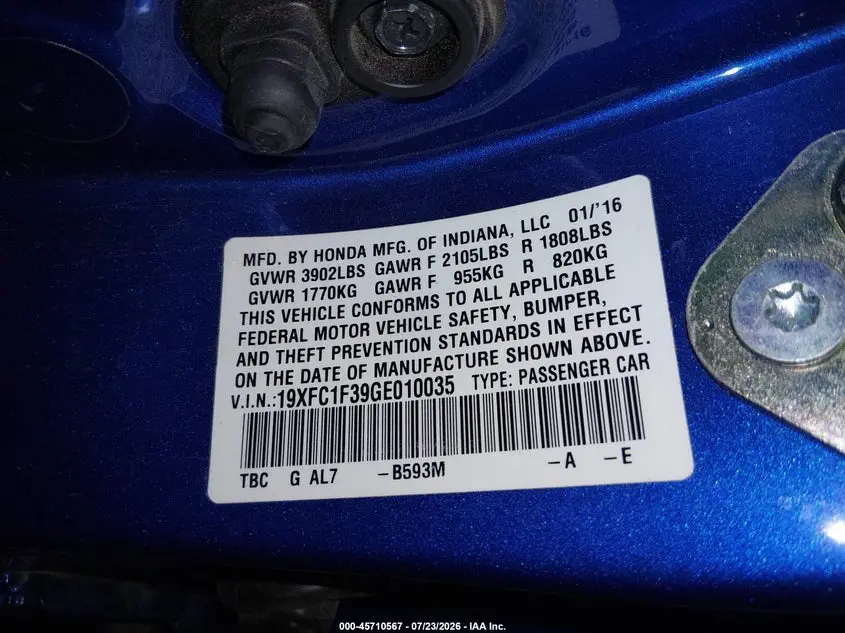 2016 HONDA CIVIC EX-T