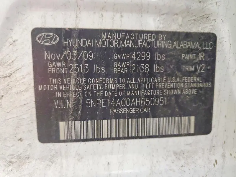 2010 HYUNDAI SONATA   
