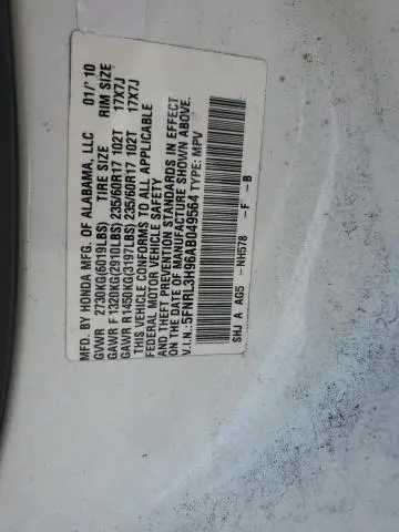 2010 HONDA ODYSSEY TOURING  