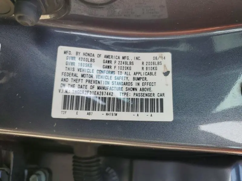 2014 HONDA ACCORD LX  