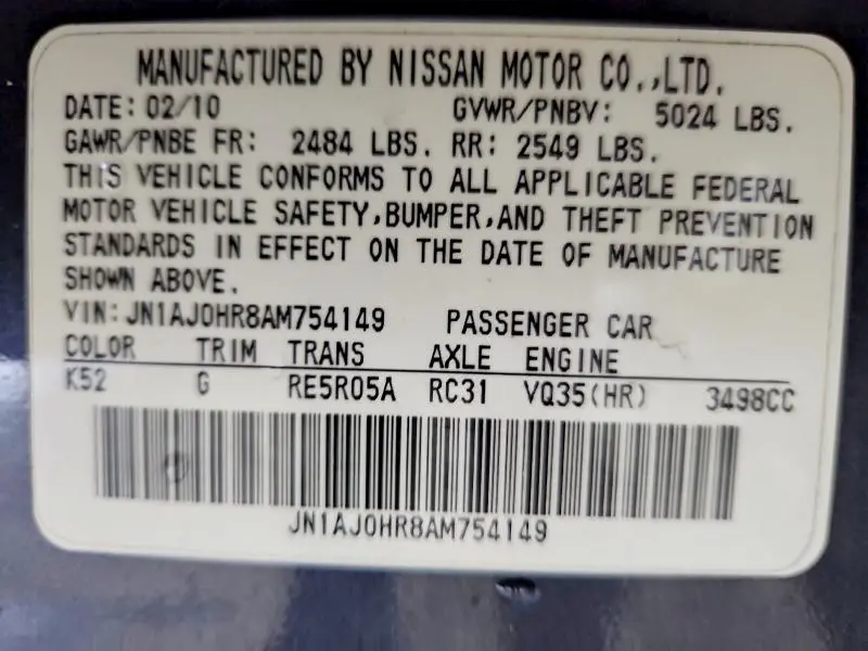 2010 INFINITI EX35 BASE  