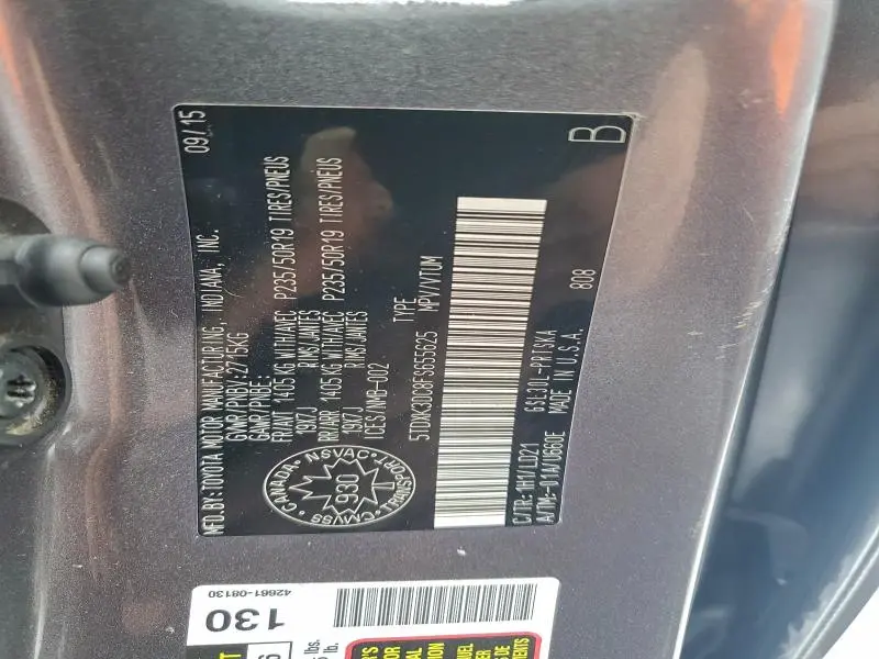 2015 TOYOTA SIENNA SPORT  