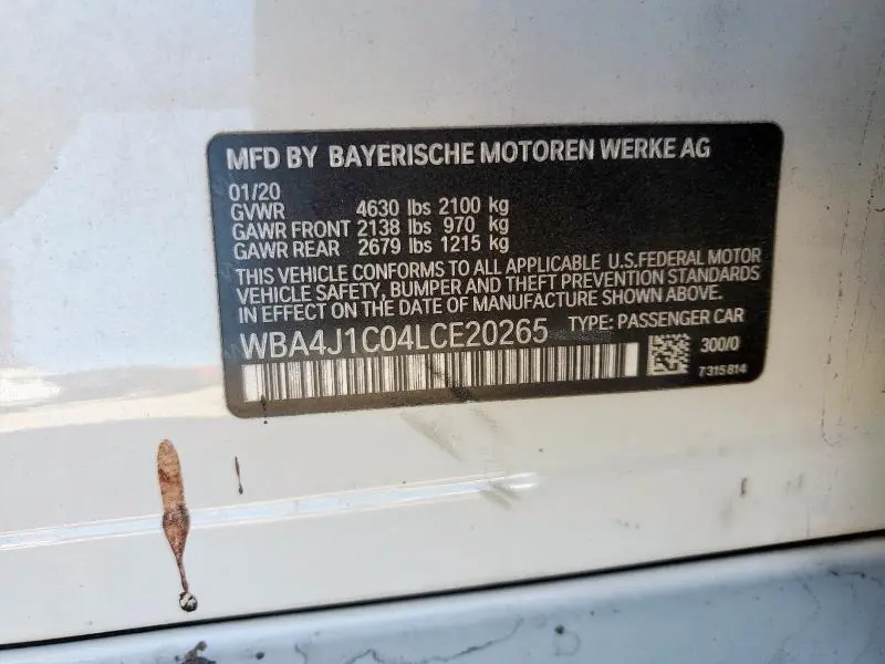 2020 BMW 430I GRAN COUPE  