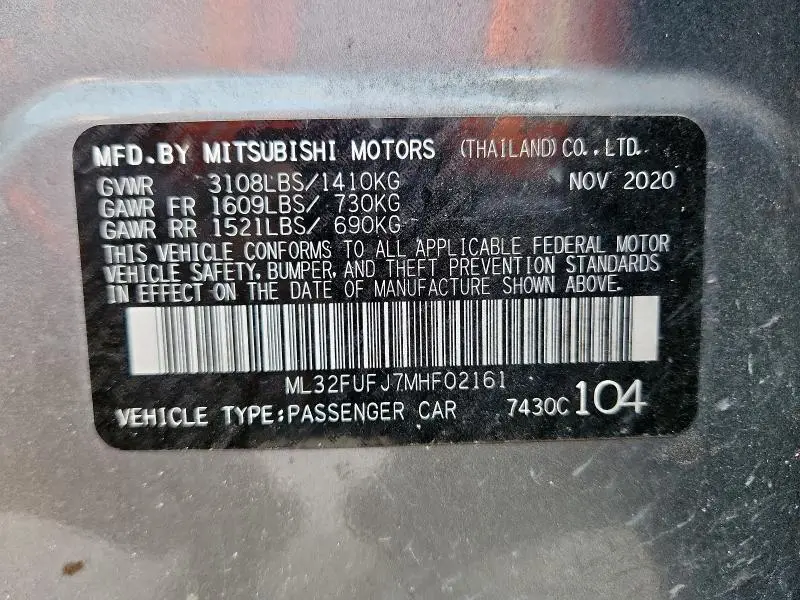 2021 MITSUBISHI MIRAGE G4 ES  