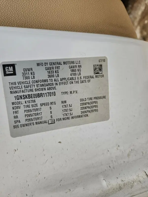 2011 CHEVROLET TAHOE K1500 LT  