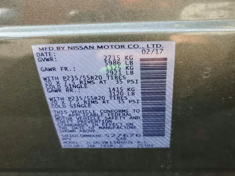 2017 INFINITI QX60 BASE  
