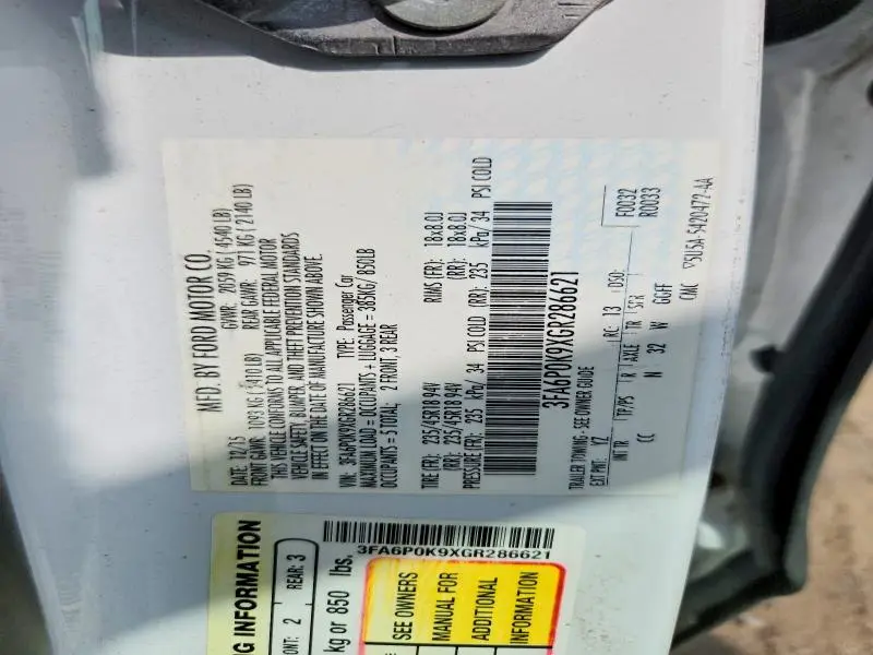 2016 FORD FUSION TITANIUM  