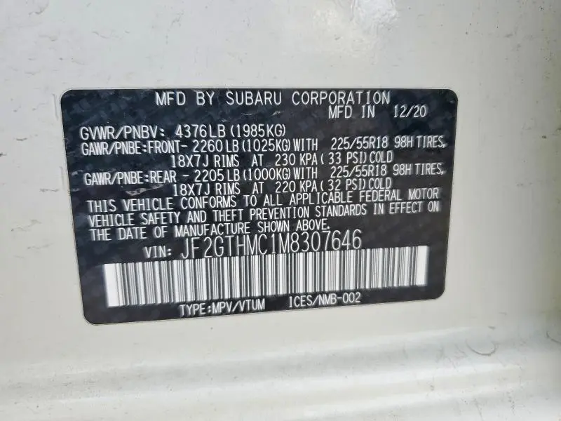 2021 SUBARU CROSSTREK LIMITED  