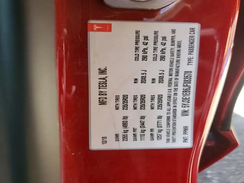 2018 TESLA MODEL 3   