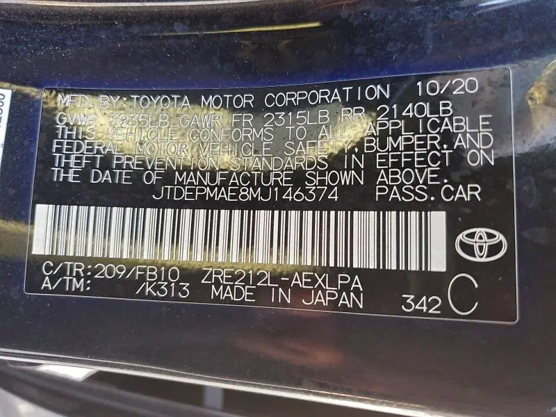 2021 TOYOTA COROLLA LE  