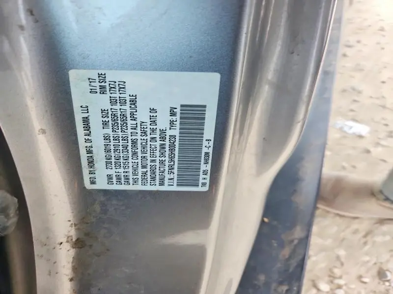 2017 HONDA ODYSSEY EXL  