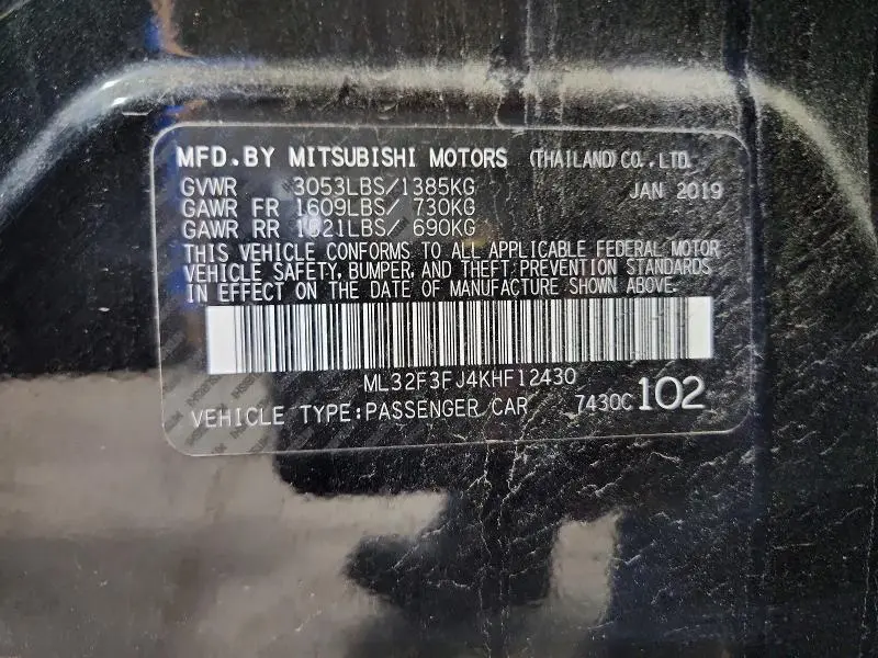 2019 MITSUBISHI MIRAGE G4 ES  