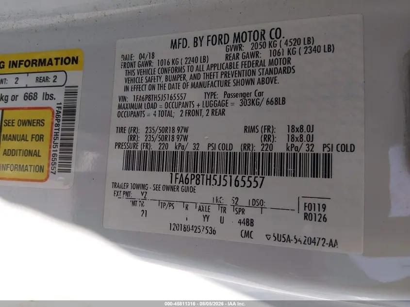 2018 FORD MUSTANG ECOBOOST