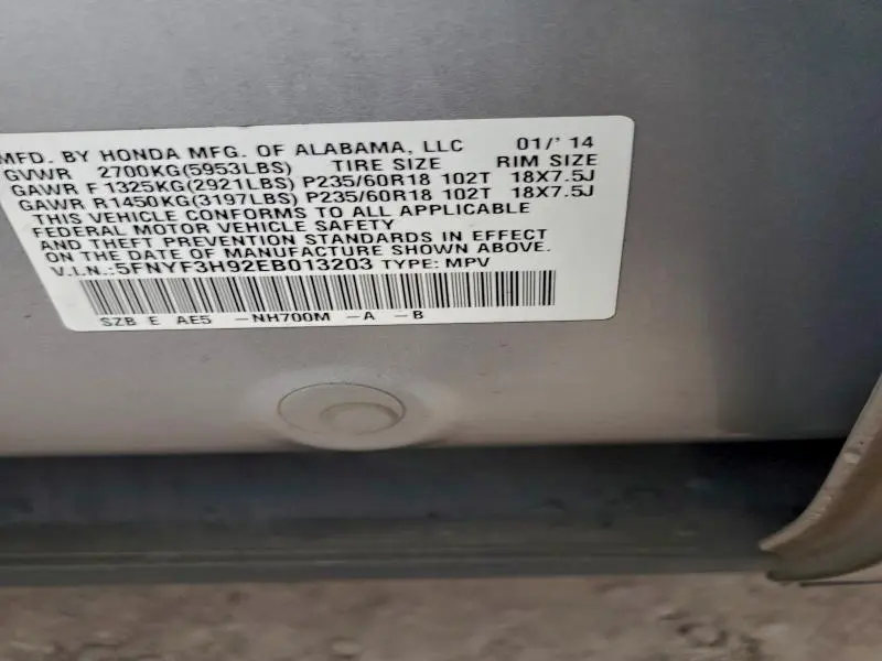 2014 HONDA PILOT TOURING  