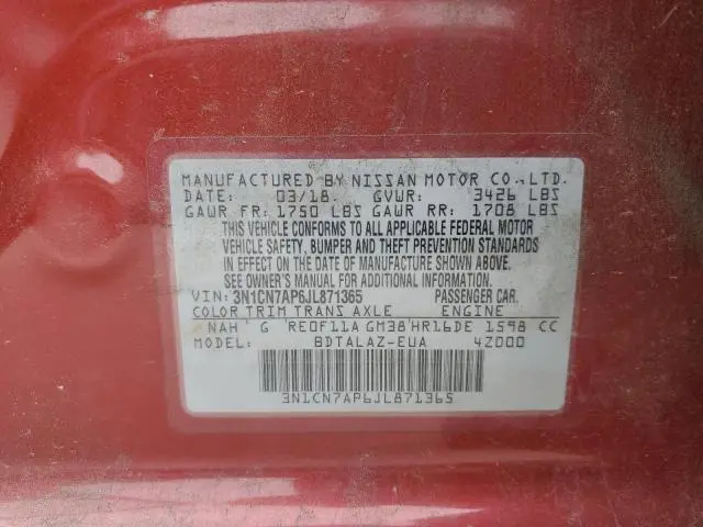 2018 NISSAN VERSA S  