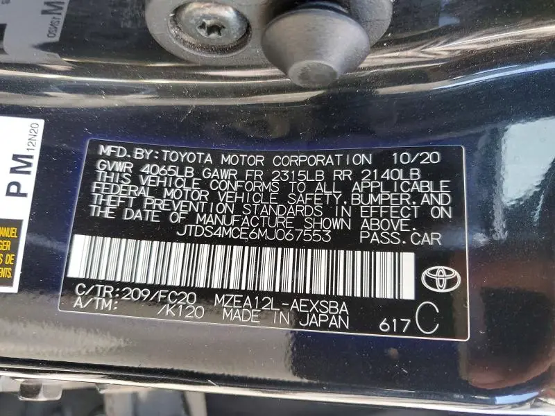 2021 TOYOTA COROLLA SE  