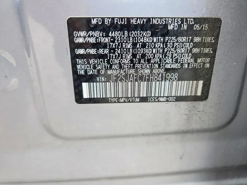 2015 SUBARU FORESTER 2.5I PREMIUM  