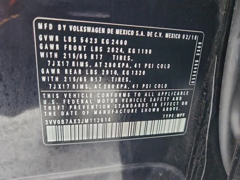 2018 VOLKSWAGEN TIGUAN S  