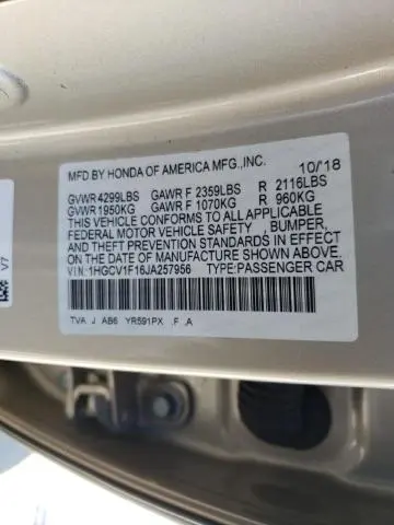 2018 HONDA ACCORD LX
