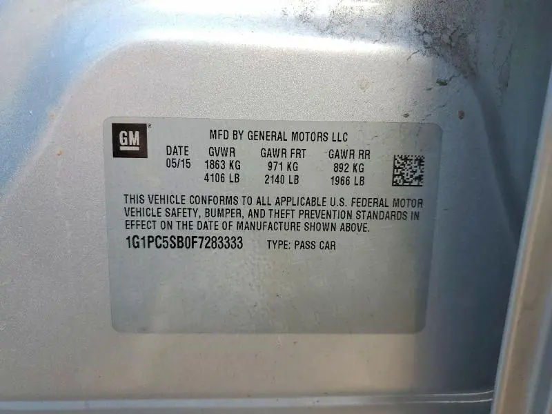 2015 CHEVROLET CRUZE LT  