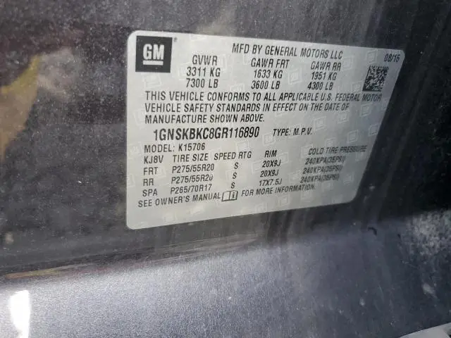 2016 CHEVROLET TAHOE K1500 LT  