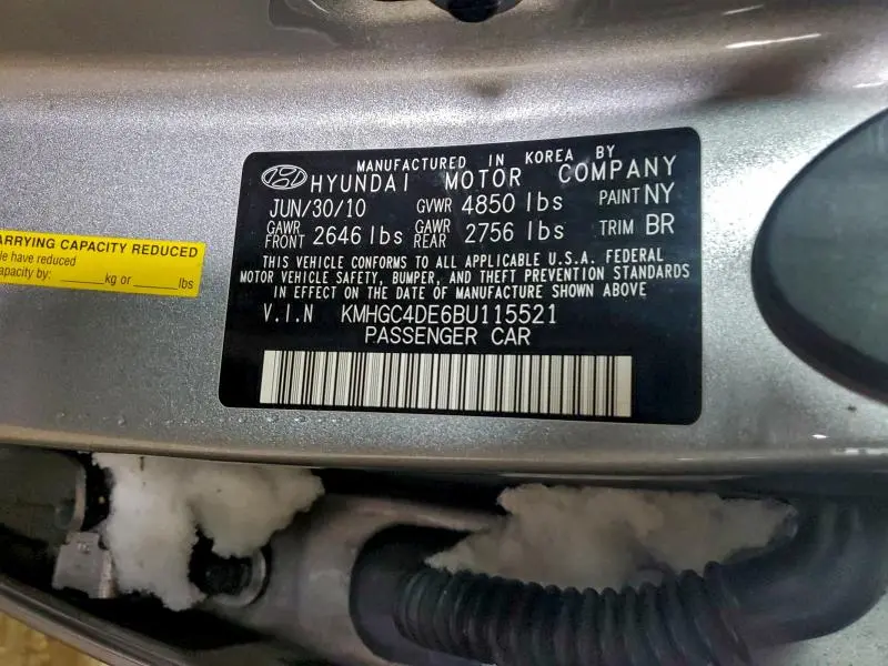 2011 HYUNDAI GENESIS 3.8L  