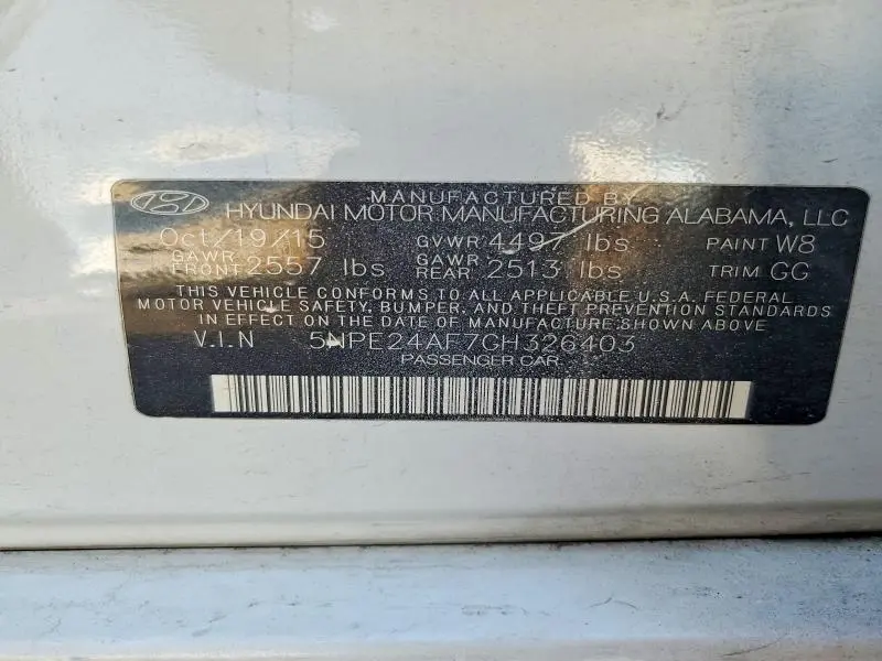 2016 HYUNDAI SONATA SE  