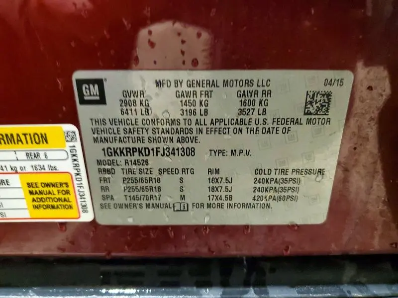 2015 GMC ACADIA SLE  