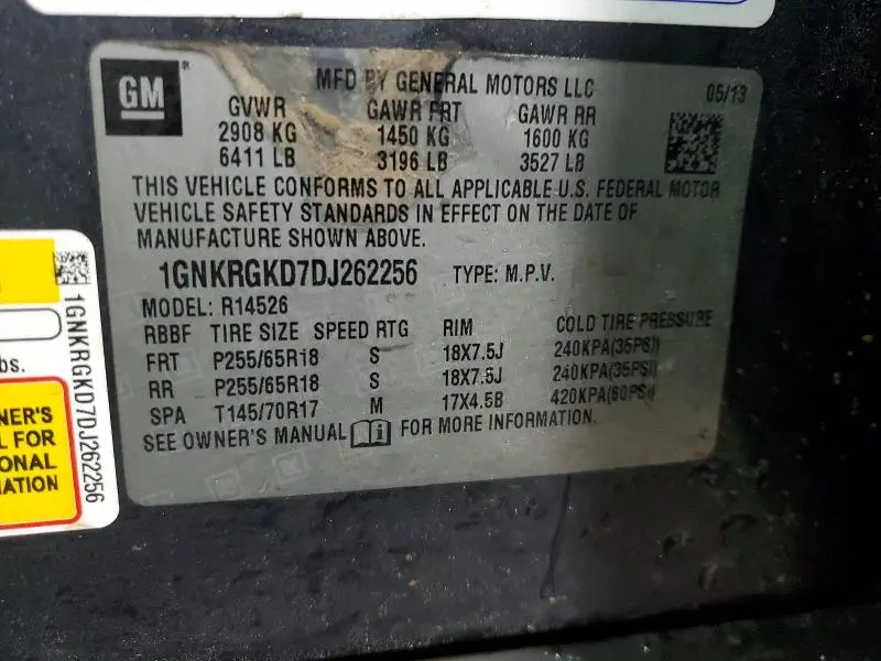 2013 CHEVROLET TRAVERSE LT  