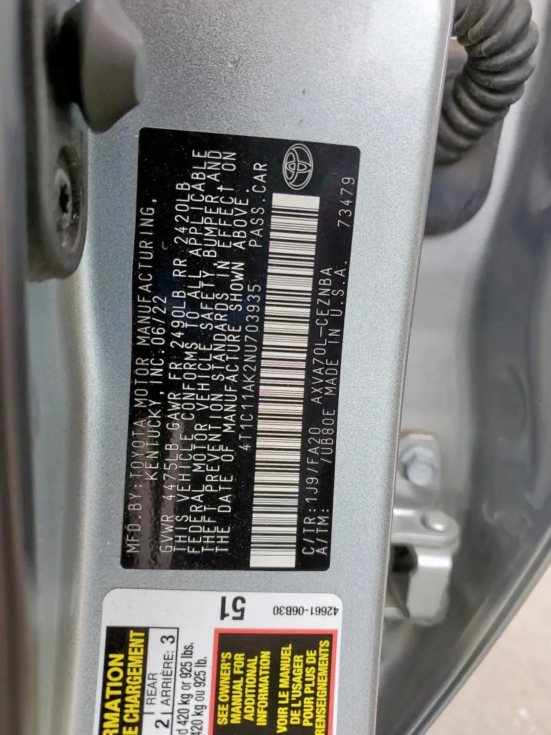 2022 TOYOTA CAMRY LE  