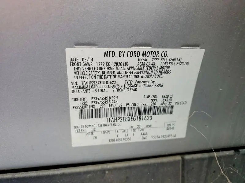 2014 FORD TAURUS SEL  