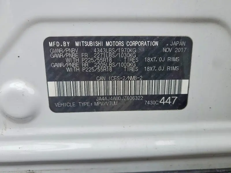 2018 MITSUBISHI RVR SE LIMITED  