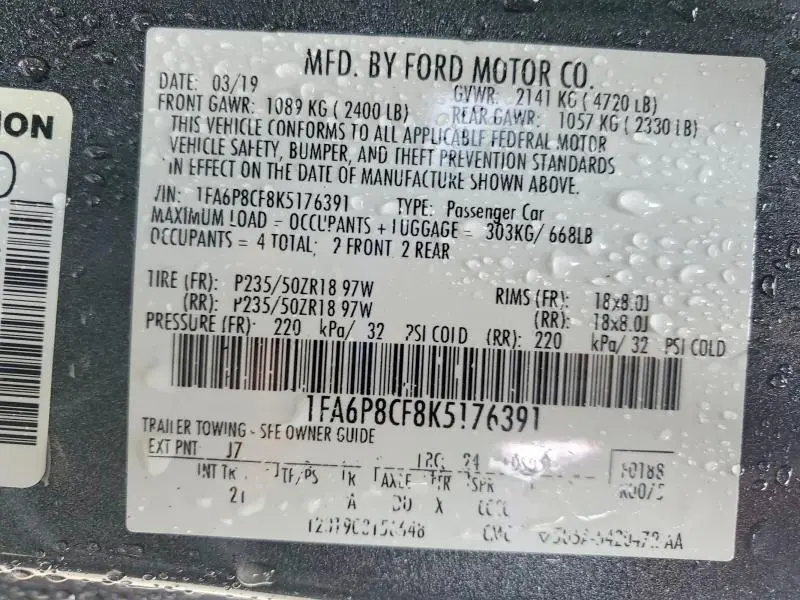 2019 FORD MUSTANG GT  