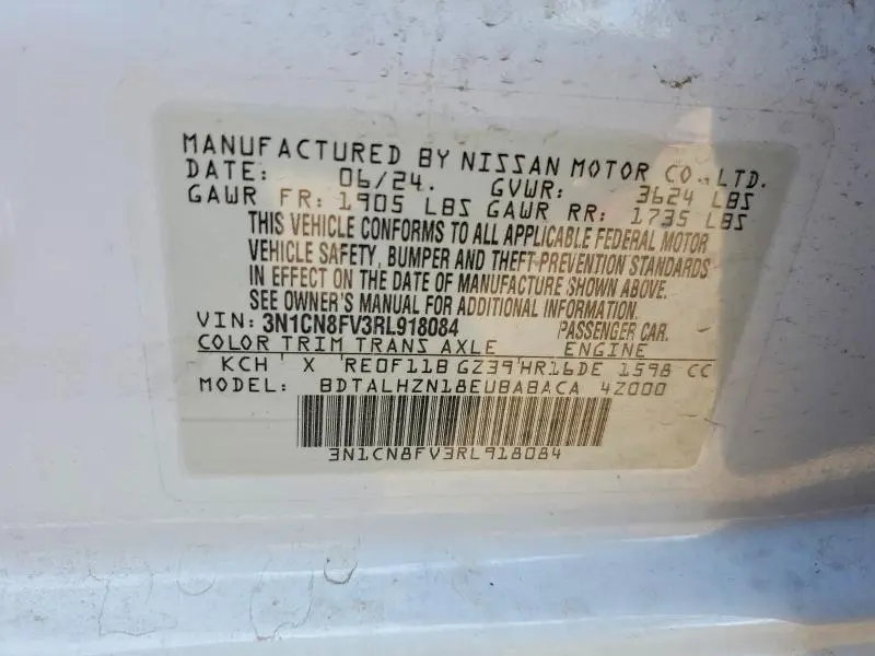 2024 NISSAN VERSA SR  