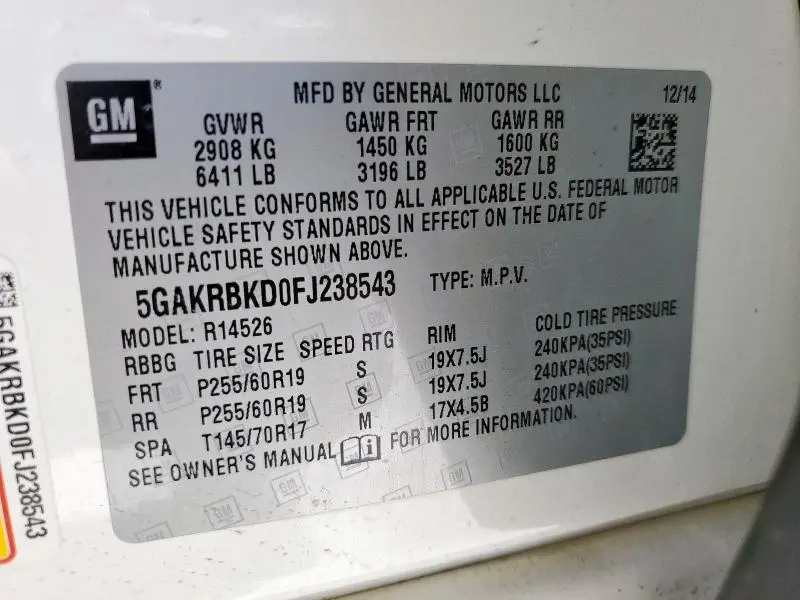 2015 BUICK ENCLAVE