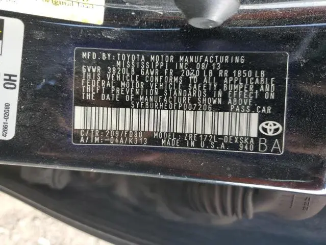 2014 TOYOTA COROLLA L  