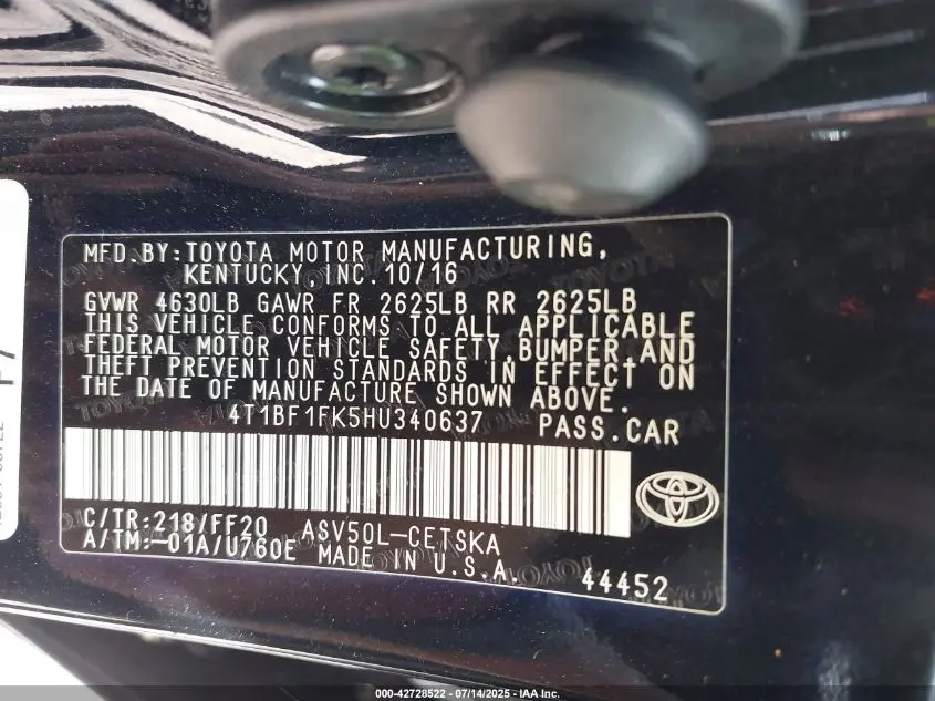2017 TOYOTA CAMRY SE