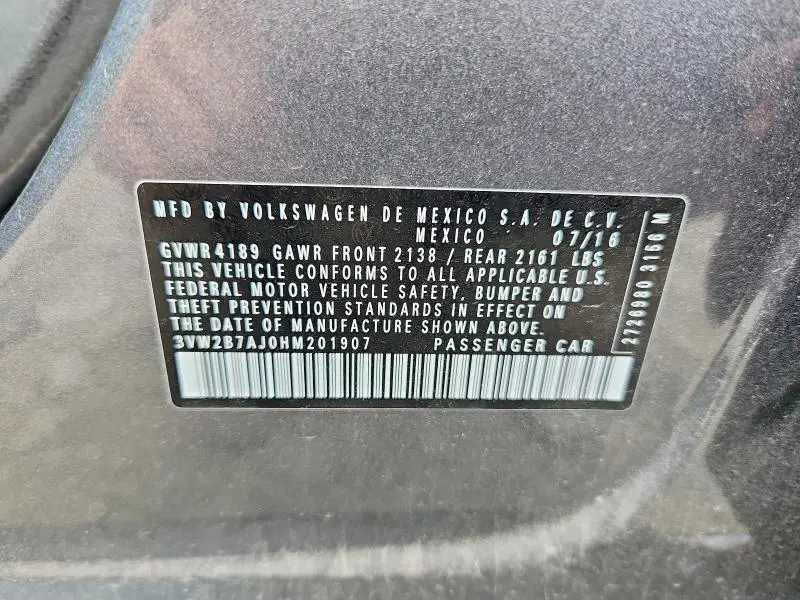 2017 VOLKSWAGEN JETTA S  