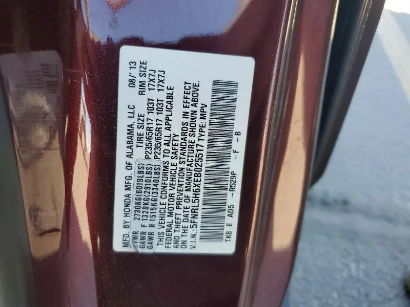 2014 HONDA ODYSSEY EXL  