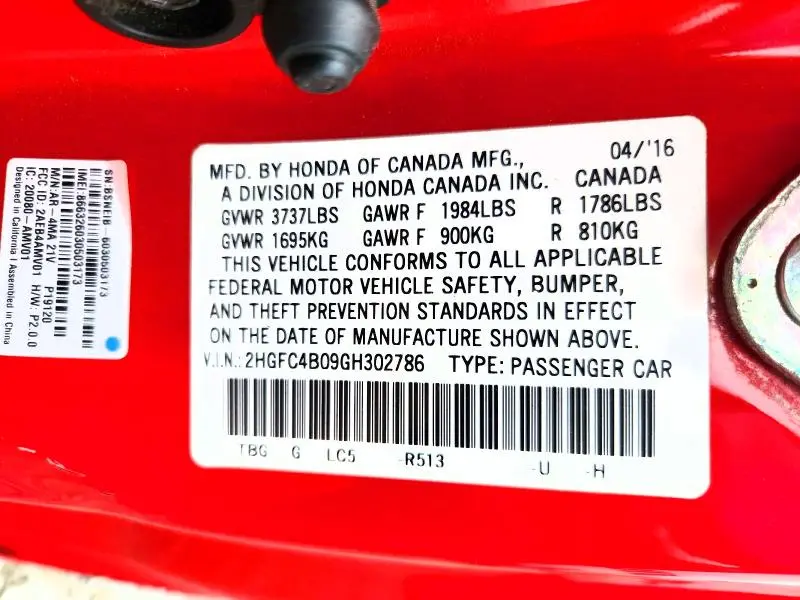 2016 HONDA CIVIC LX  