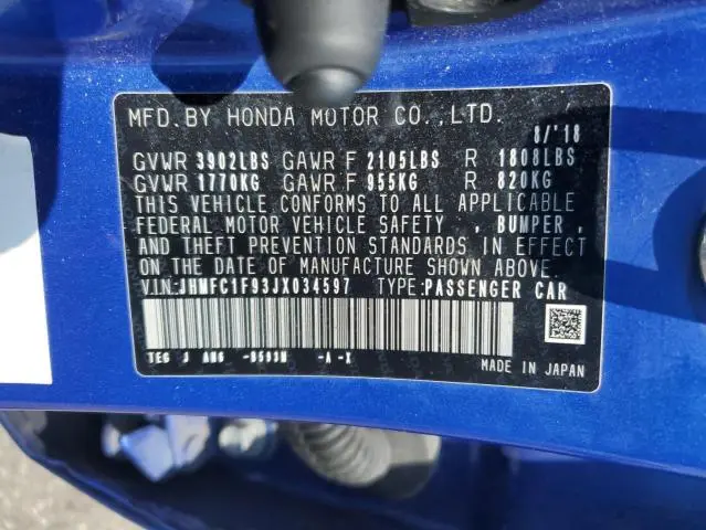 2018 HONDA CIVIC TOURING  