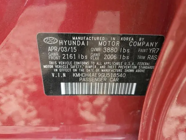 2016 HYUNDAI ELANTRA SE  