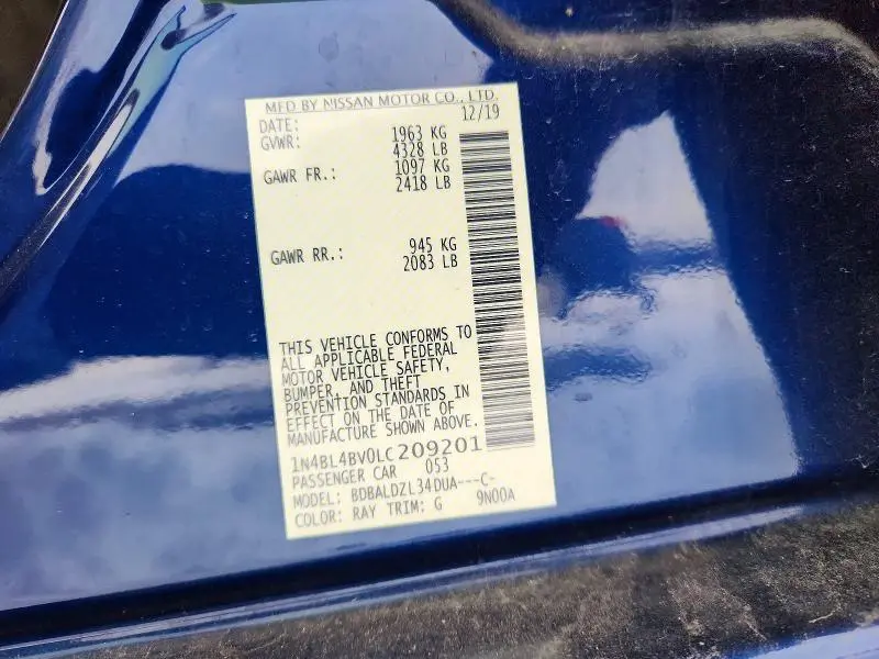 2020 NISSAN ALTIMA S  