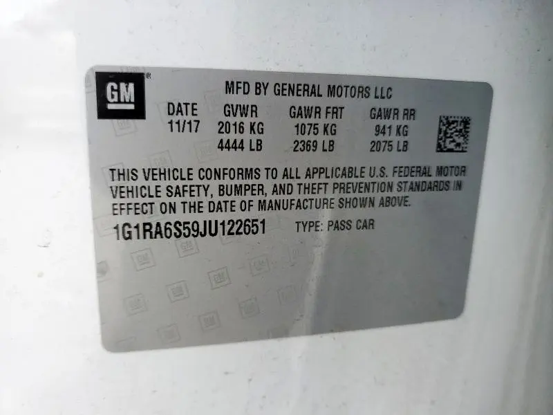 2018 CHEVROLET VOLT LT  