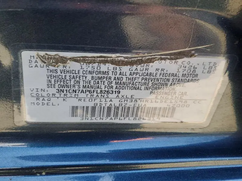 2015 NISSAN VERSA 1.6 SV  
